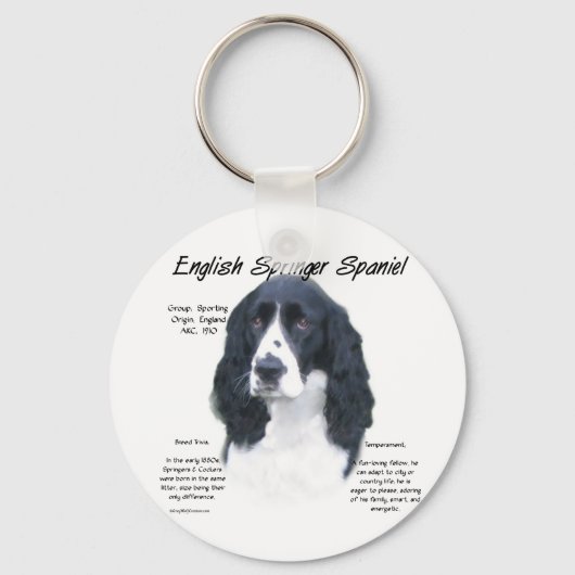 Porte-clés Anglais Springer Spaniel (noir) Histoire Design (Recto)