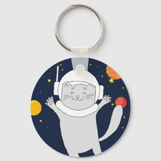 Porte-clés Animal Astronaut Chat Avec Casque Spatial Clipart (Recto)