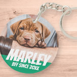 Porte-clés Animal BFF Meilleur ami Photo Moderne Cool Simple<br><div class="desc">Le design est simple avec un arrière - plan de couleur simple et la typographie sans serif pour un look super-héros.</div>