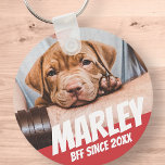 Porte-clés Animal BFF Meilleur ami Photo Moderne Cool Simple<br><div class="desc">Le design est simple avec un arrière - plan de couleur simple et la typographie sans serif pour un look super-héros.</div>