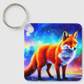 Porte-clés Animal brillant abstraction fox coloré charmant (Recto)