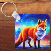 Porte-clés Animal brillant abstraction fox coloré charmant (Recto)