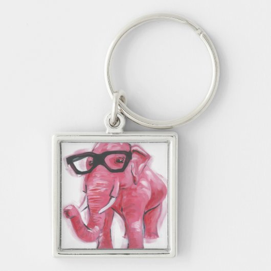 Porte-clés Animal Dapper | Eléphant Rose Dans Les Lunettes De (Devant)