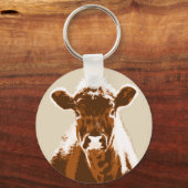 Porte-clés Animal de ferme à la vache Brown (Recto)