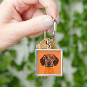 Porte-clés Animaux de bébés cutest   Chandail orange Dachshun