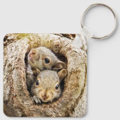 Porte-clés Animaux de bébés cutest | Écureuils curieux (Dos)