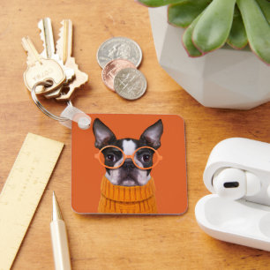 Porte-clés Animaux de bébés cutest Orange Boston Terrier