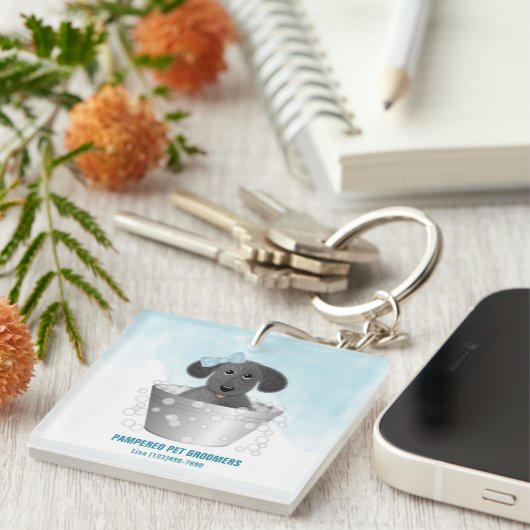 Porte-clés Animaux De Compagnie Puppy Dans Le Bain À Remous (Devant Droit)