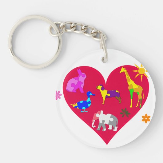 Porte-clés Animaux de sensibilisation sur l'autisme (Devant)