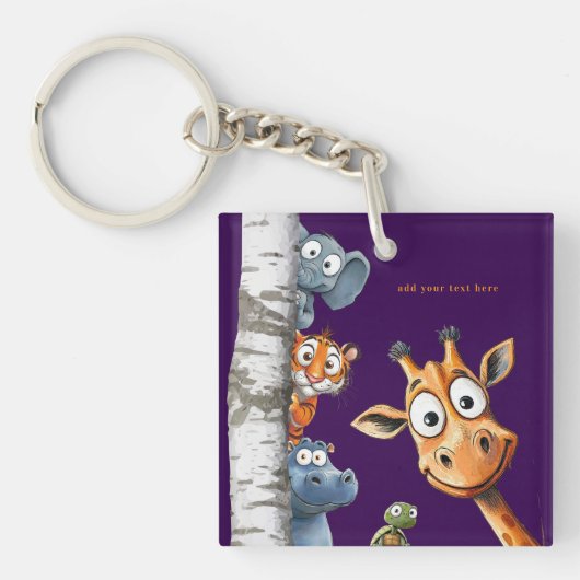 Porte-clés animaux de zoo Peek-a-Boo pour annivers (Devant)