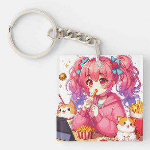 Porte-clés Anime Bliss : Fille, Pommes de terre et Animal de 