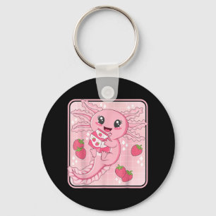 Porte-clés Anime de lait de fraise japonaise Kawaii Axolotl r