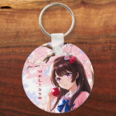 Porte-clés Anime Girl Ajouter un nom (Verso)