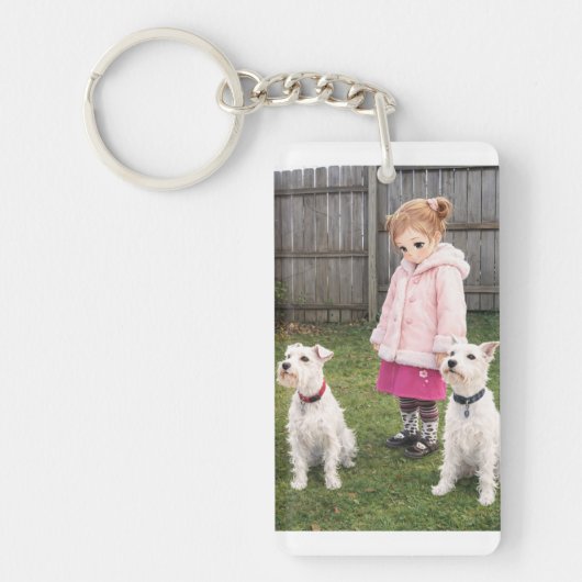 Porte-clés Anime Girl & Two Dogs Double-Sided Keychain (Devant)