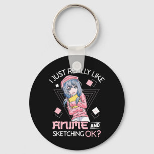 Porte-clés Anime Girl Waifu Who Loves Anime Ramen And Sketchi