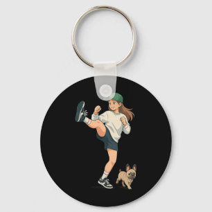 Porte-clés Anime Kickboxer Marchant Streetwear Chien Bouledog