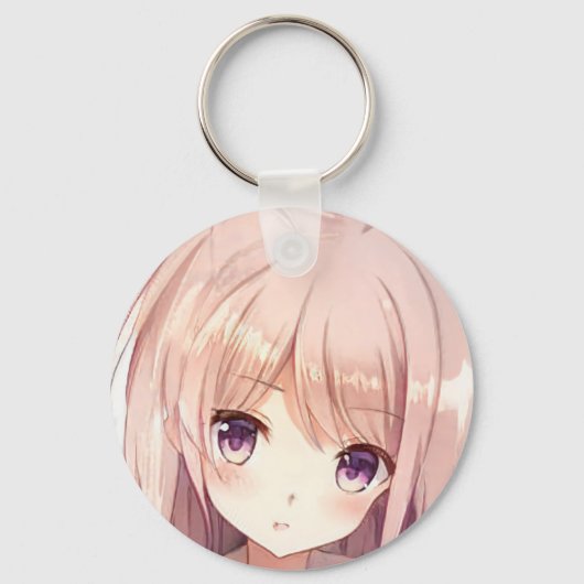 Porte-clés Anime manga fille fraise blond curieux lilas (Recto)