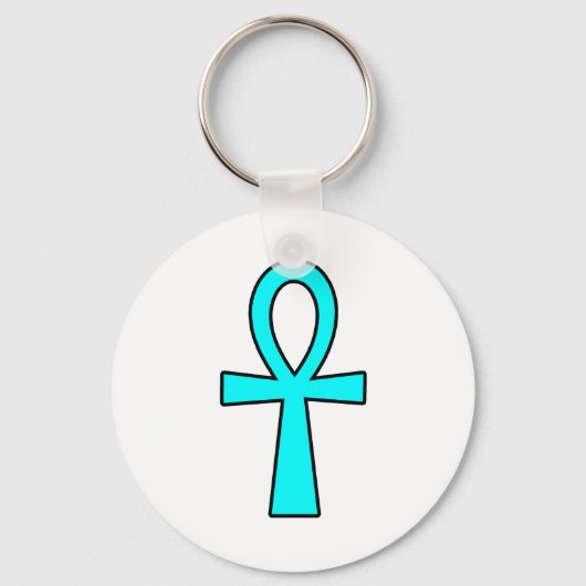 Porte-clés Ankh Égypte Hiéroglyphe Croix clé vie bleu (Recto)