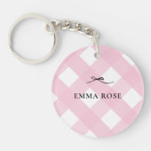 Porte-clés Anneau à clé ronde rose En vichy moderne avec arc (Devant)