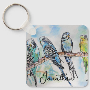 Porte-clés Anneau clé d'art de l'Australian Bird Budgie Water