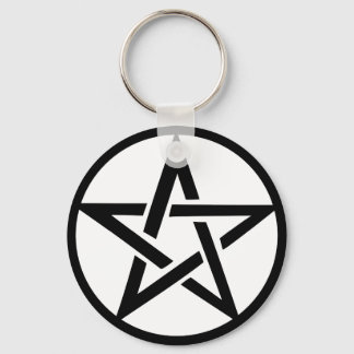 Porte-clés anneau pentagramme noir