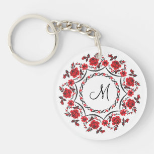 Porte-clés Anneau rose Monogramme personnalisé initial