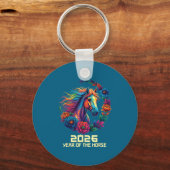 Porte-clés Année Cheval 2026 Joyeux Chinois (Recto)