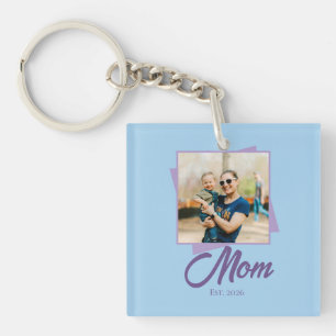 Porte-clés Année d'établissement de maman avec photo de vacan