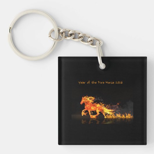 Porte-clés Année du Cheval 2026 (Cheval de Feu) (Devant)