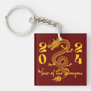 Porte-clés Année du Dragon en or