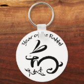 Porte-clés Année du lapin Blanc / Noir (Recto)