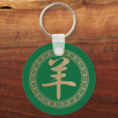 Porte-clés Année du mouton de chèvre de bois vert (Recto)