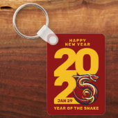Porte-clés Année rouge or du serpent 2025 (Recto)