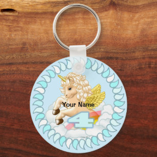 Porte-clés Anniversaire 4 Unicorn porte - clé personnalisé