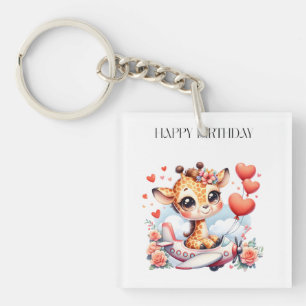 Porte-clés Anniversaire Avion Girafe
