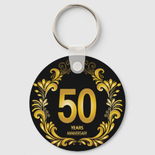 Porte-clés Anniversaire de la Parties scintillant d'or de 50