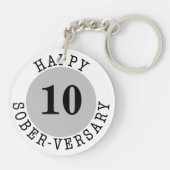 Porte-clés Anniversaire de la sobriété gris-noir (Dos)