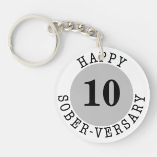 Porte-clés Anniversaire de la sobriété gris-noir