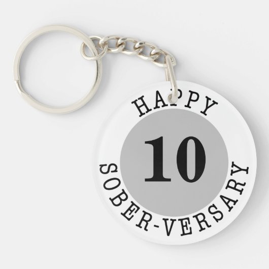 Porte-clés Anniversaire de la sobriété gris-noir (Devant)