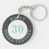 Porte-clés Anniversaire de la sobriété Turquoise noir (Dos)