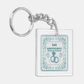Porte-clés Anniversaire de mariage floral personnalisable ann (Devant gauche)