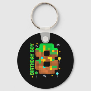 Porte-clés Anniversaire drôle de 8 ans jeu pixel garçon d'ann