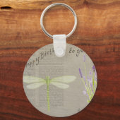 Porte-clés anniversaire heureux de libellule (Recto)