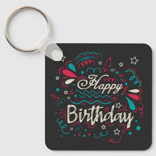 Porte-clés anniversaire heureux décoratif (Recto)