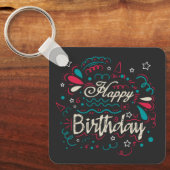 Porte-clés anniversaire heureux décoratif (Recto)