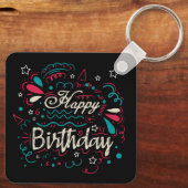 Porte-clés anniversaire heureux décoratif (Verso)