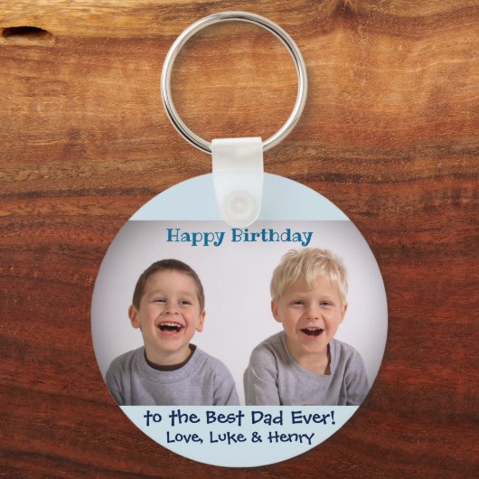 Porte-clés Anniversaire Meilleur Papa Jamais Enfants Photo (Recto)