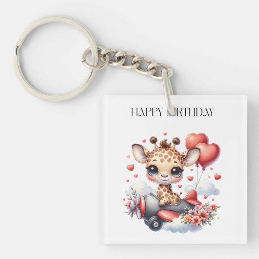 Porte-clés Anniversaire Pilote Girafe (Devant)
