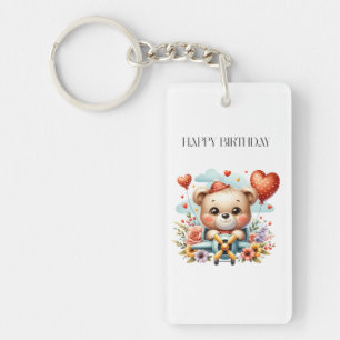 Porte-clés Anniversaire Pilote Ours en Peluche