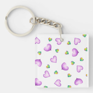 Porte-clés Anniversaire romantique du coeur mauve